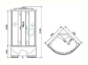 Душовий бокс KO&PO 470 G 90x90х215 см з глибоким піддоном закритий тоноване скло розсувні двері, фото 6