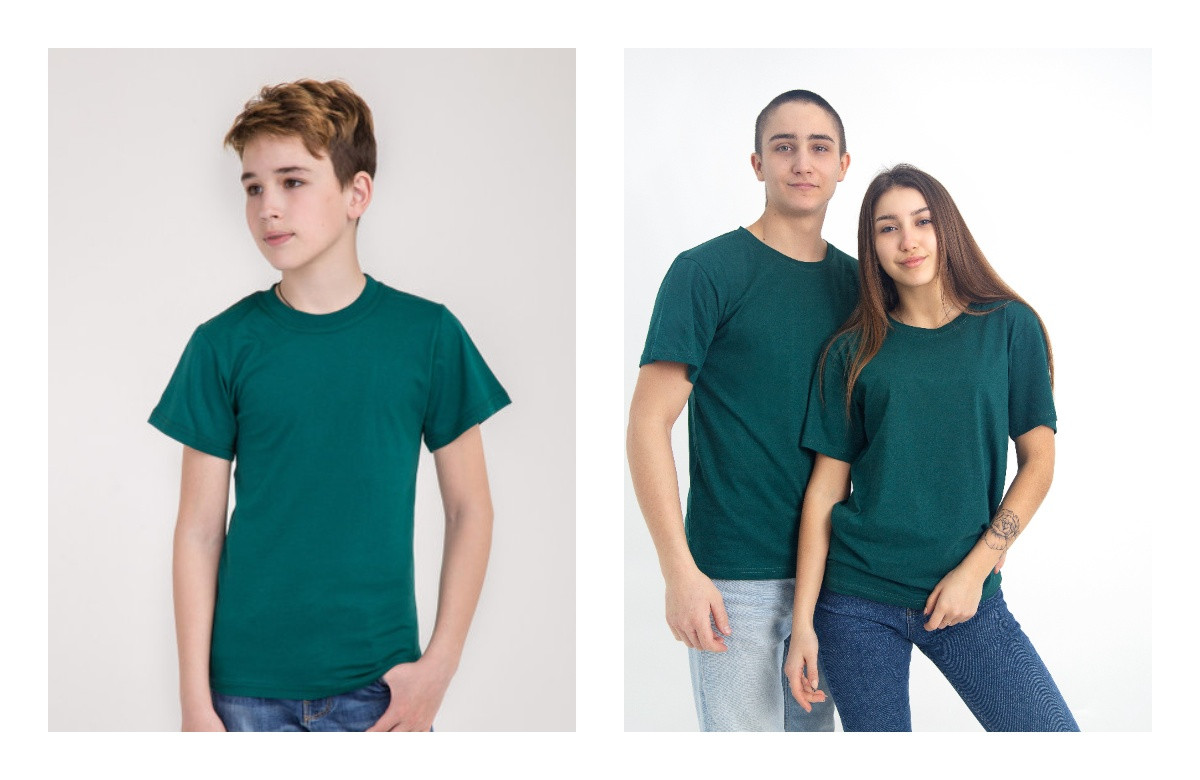 Дитяча футболка хлопчику і дівчинці унісекс зеленим, зелені футболки дитячі для фізкультури
