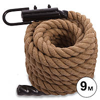 Канат спортивный для лазанья с креплением COMBAT BATTLE ROPE Zelart FI-0909-9 9м коричневый Код FI-0909-9(Z)