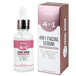 Сироватка Wokali 4 in 1 Facical Serum зволожуюча з гіалуроновою кислотою, вітамінами C, E та ніацинадами 30 мл