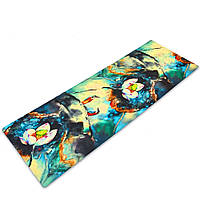 Коврик для йоги Джутовый (Yoga mat) Record FI-7157-3 размер 183x61x0,3см принт Зимородки и Лотос Код