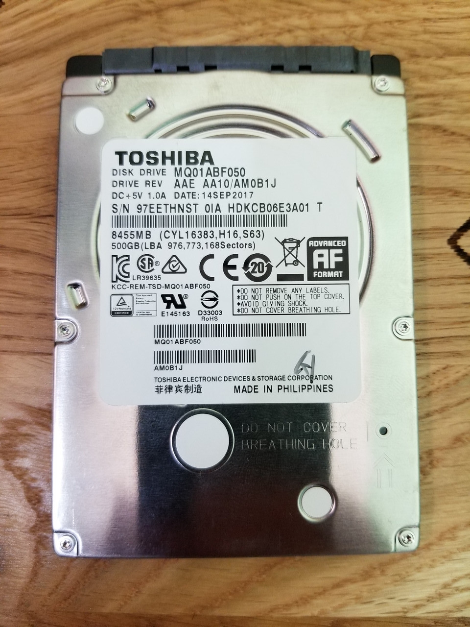 Жесткий диск для ноутбука Toshiba 500GB 5400rpm 8MB MQ01ABF050 2.5" SATAIII