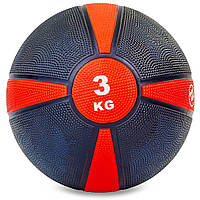 М'яч медичний медбол Zelart Medicine Ball FI-5122-3 3 кг чорний-червоний Код FI-5122-3(Z)