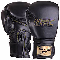 Перчатки боксерские кожаные UFC PRO Prem Hook & Loop UHK-75049 14 унций черный Код UHK-75049(Z)