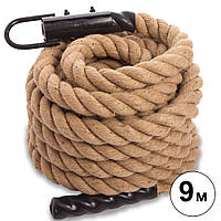 Канат спортивный для лазанья с креплением COMBAT BATTLE ROPE Zelart FI-0910-9 9м коричневый Код FI-0910-9(Z)