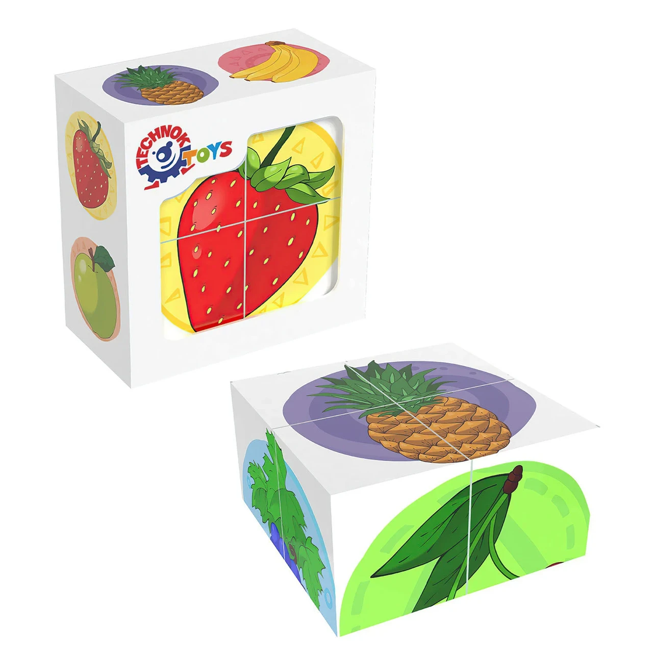 Гр Кубики 4 шт. "Фрукти" 1332 "Technok Toys", фото 1