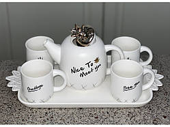 💚Порцеляновий чайний сервіз 6 предметів Білий