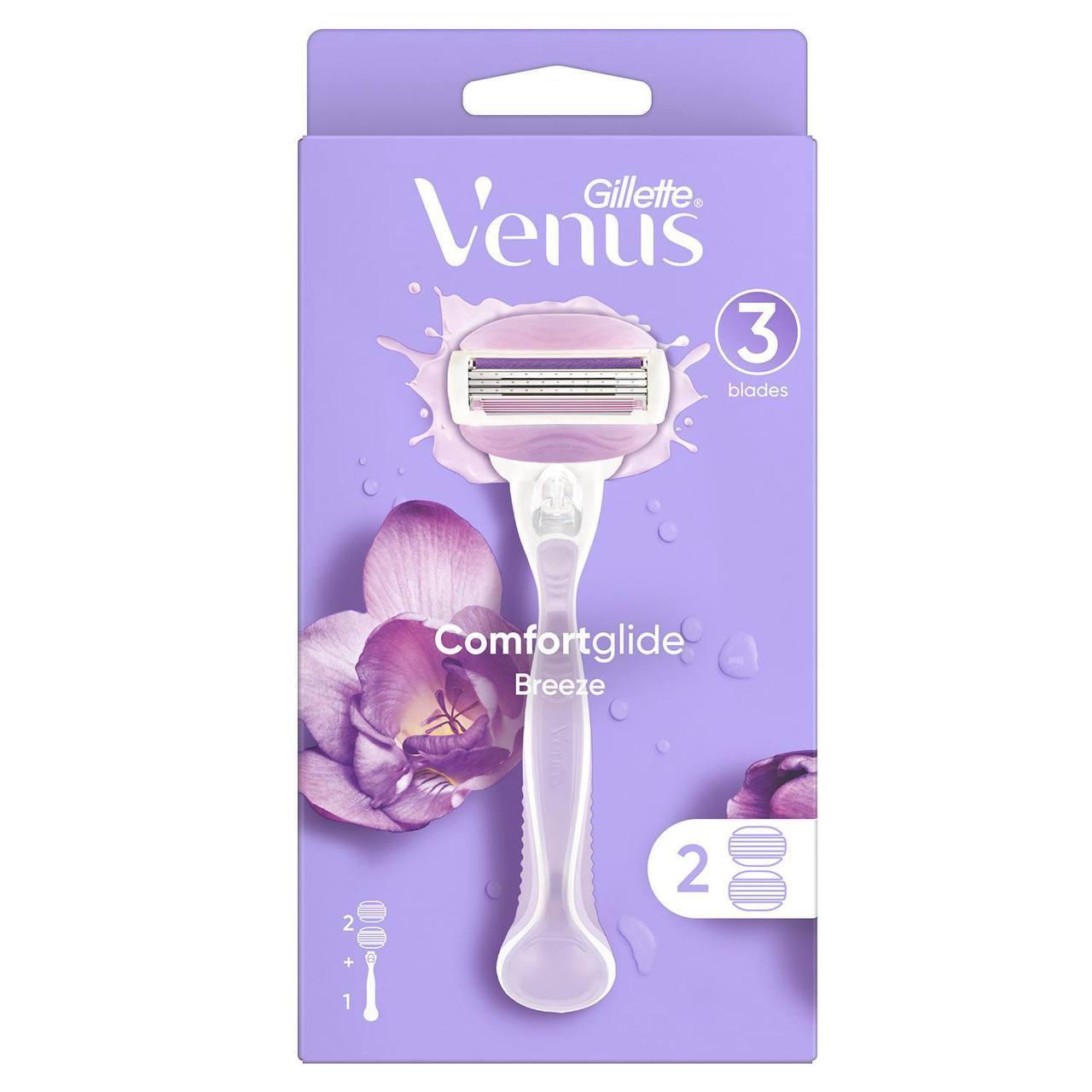 Станок для гоління жіночий (Бритва) Venus ComfortGlide Breeze з 2 змінними картриджами, фото 1