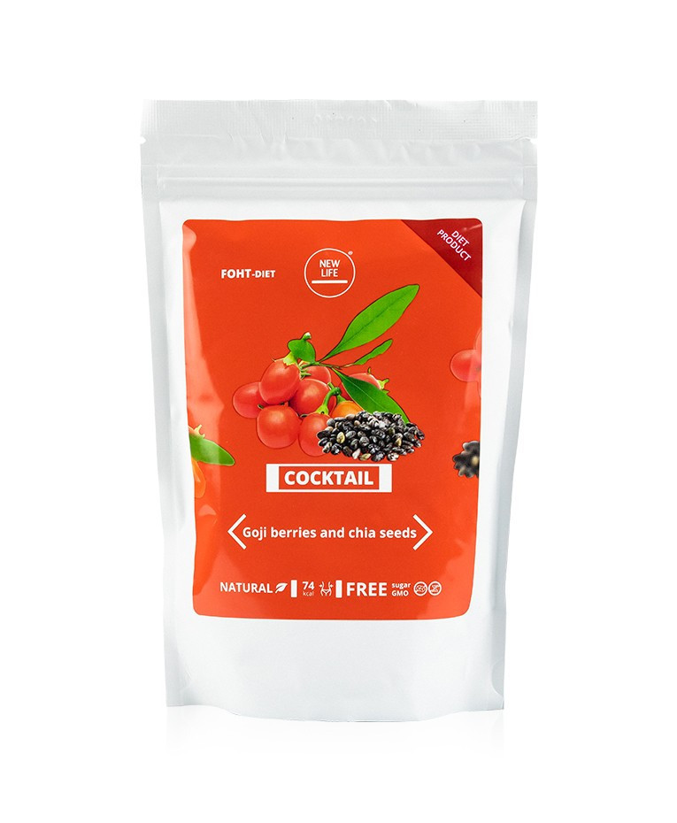 Протеїновий коктейль із ягодами годжі та насінням чіа 200 г Нове життя, фото 1