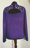 Ошатний светр жіночий фіолетовий з напівкруглим вирізом Leo Guj, фото 10