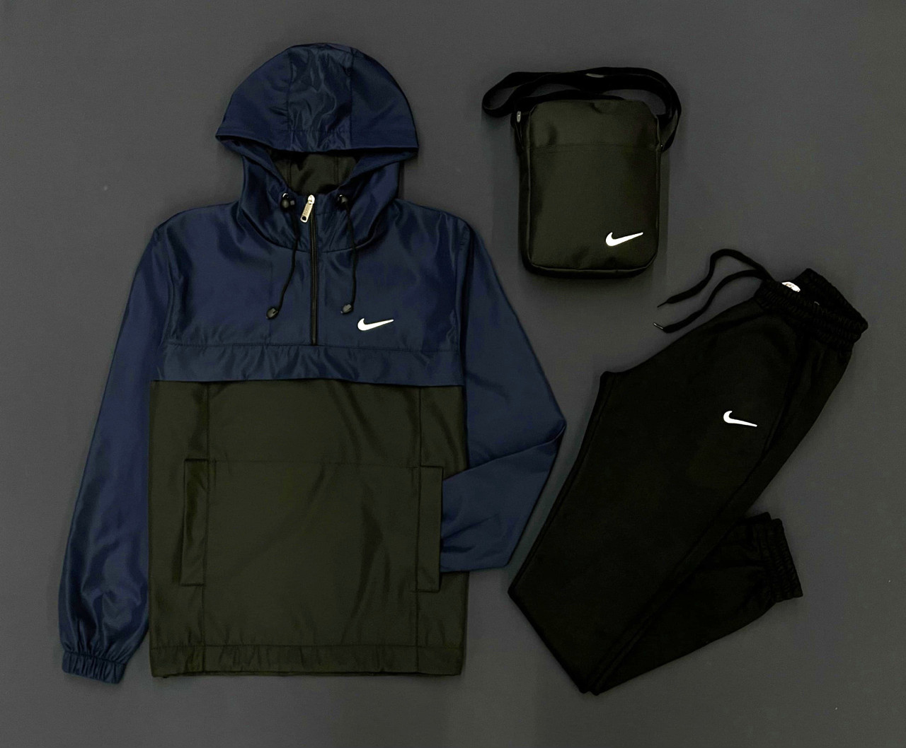 Чоловічий спортивний костюм Анорак + штани Барсетка в подарунок! Комплект чоловічий Nike весняний осінній, фото 1