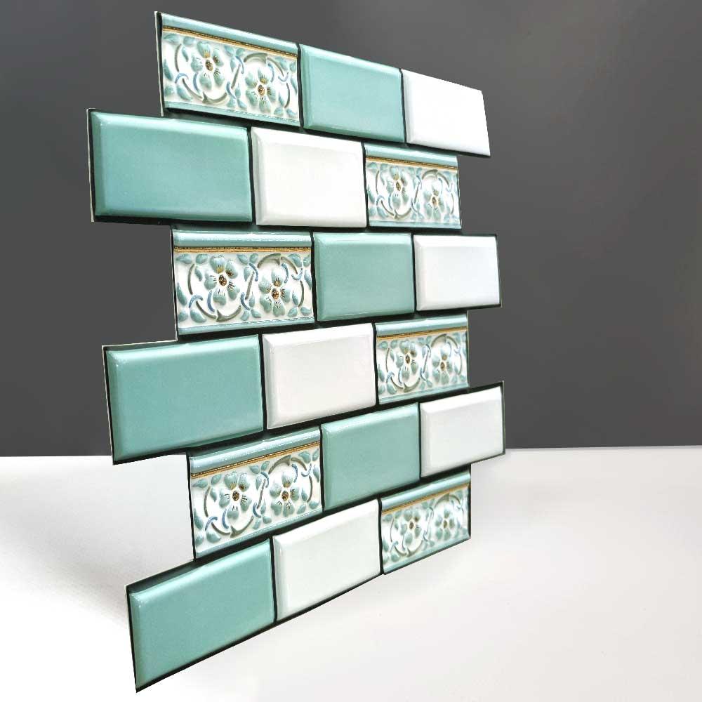 Декоративна ПВХ плитка на самоклейці мятная 300х300х5мм, ціна за 1 шт., фото 1