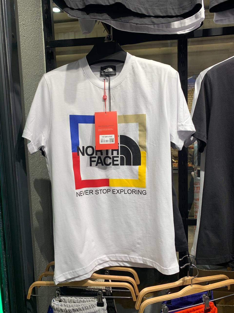 Стильні футболки білі підліткові TNF The North Face. Футболка молодіжна жіноча та чоловіча на літо біла