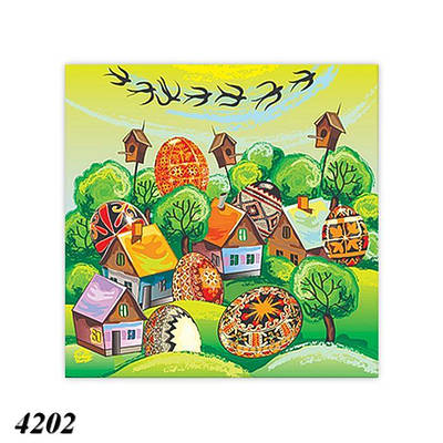 Серветка Великодня Пасхальне містечко тришарова