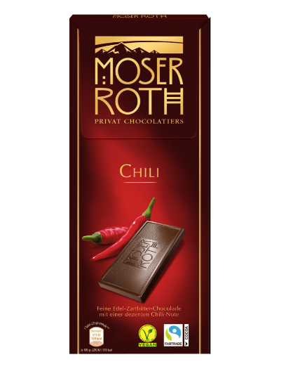 Чорний шоколад Шоколад Moser Roth Chili, 125 г, фото 1