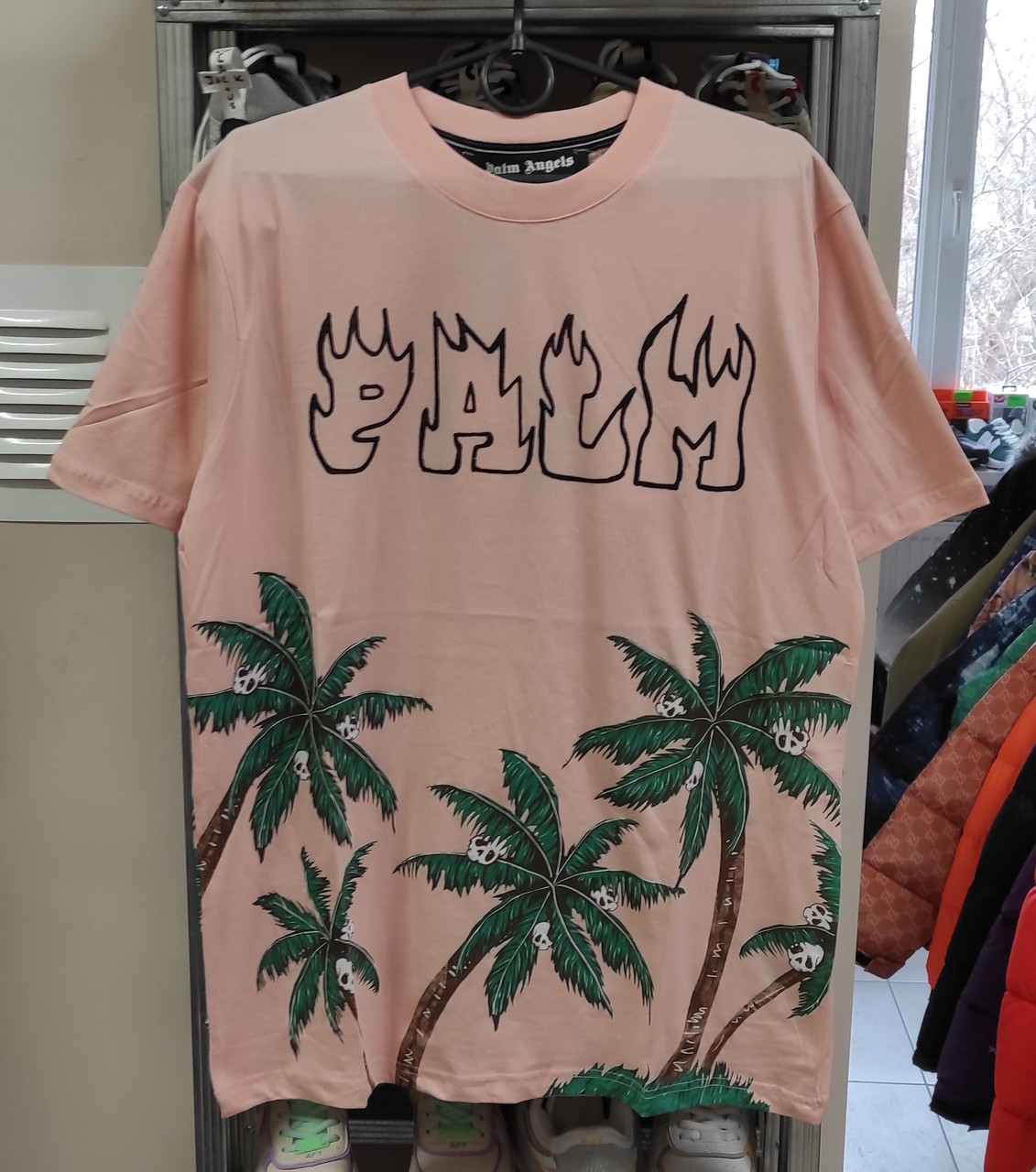Рожева футболка молодіжна Palm Angels. Літні футболки чоловічі та жіночі. Модні жіночі футболки на літо