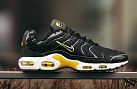 Кросовки чоловічі Nike Air Max TN Plus чорні з жовтим, Найк Аір Макс ТН текстильні, прошиті. код MD-0655