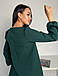 Молодіжне вільне плаття трапеція з поясом, темно-зелене, фото 8