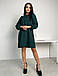 Молодіжне вільне плаття трапеція з поясом, темно-зелене, фото 6