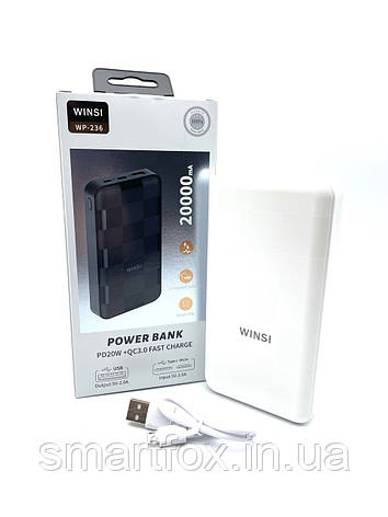 УМБ (Power Bank) WINSI WP236 20000 mAh PD20W+QC FAST CHARGE (швидке заряджання), фото 1