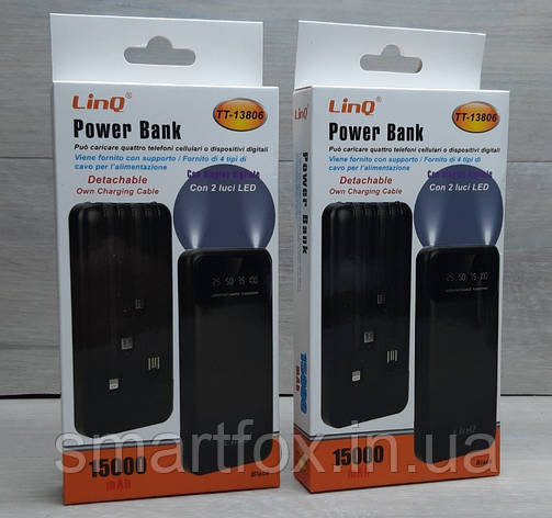 УМБ (Power Bank) LinQ TT-13806 15000 mAh 2LED ліхтарик, фото 1