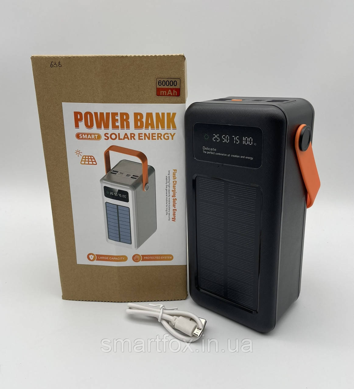 УМБ (Power Bank) 638 — 60000 mAh Solar+кабель 4в1