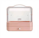 Настільний органайзер для косметики YM206 Single Drawer на 2 секції, рожевий, фото 3