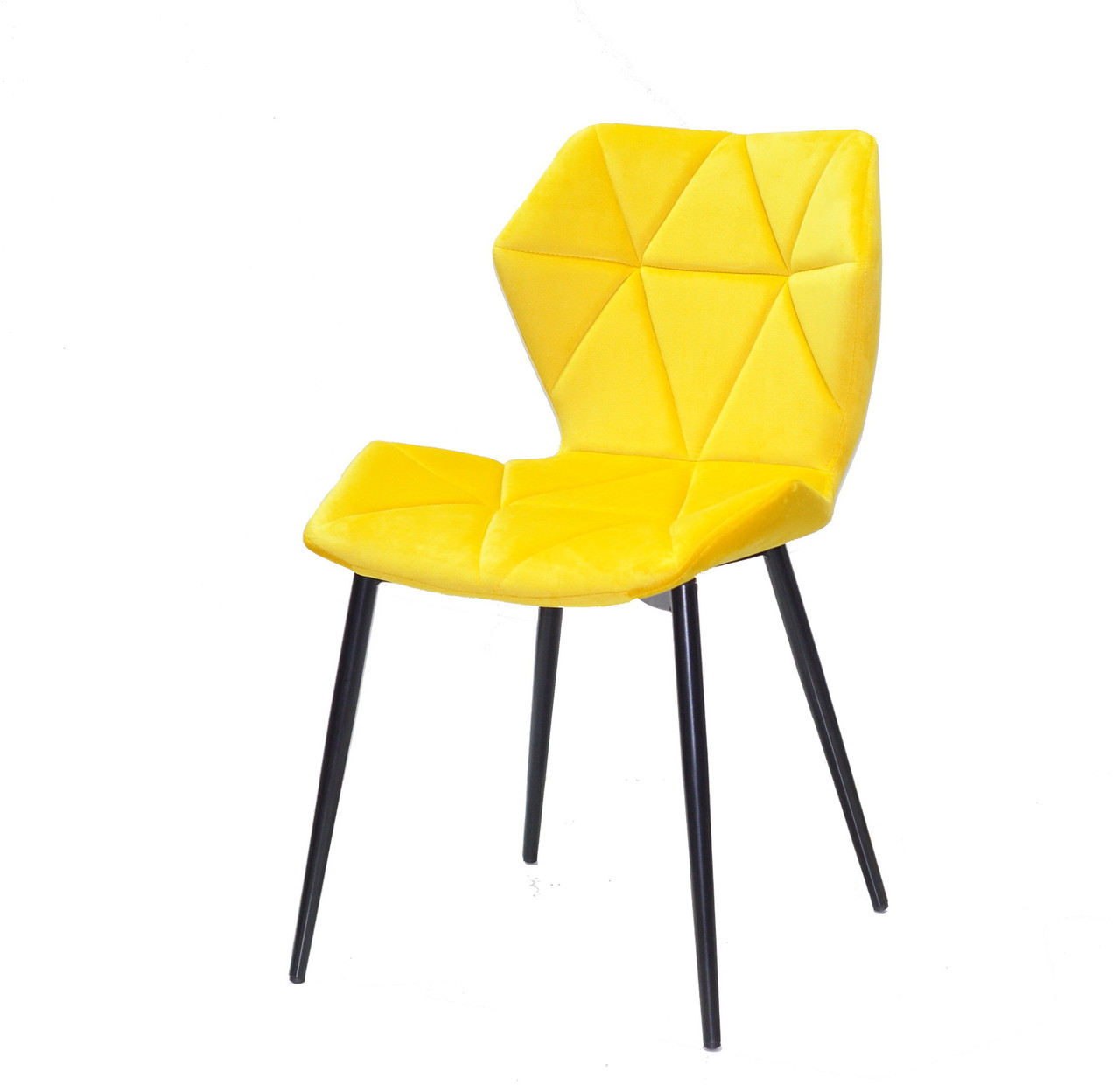 Оксамитовий стілець на металевих чорних ніжках Greg-ML з ергономічним сидінням і стильним дизайном жовт.бархіт