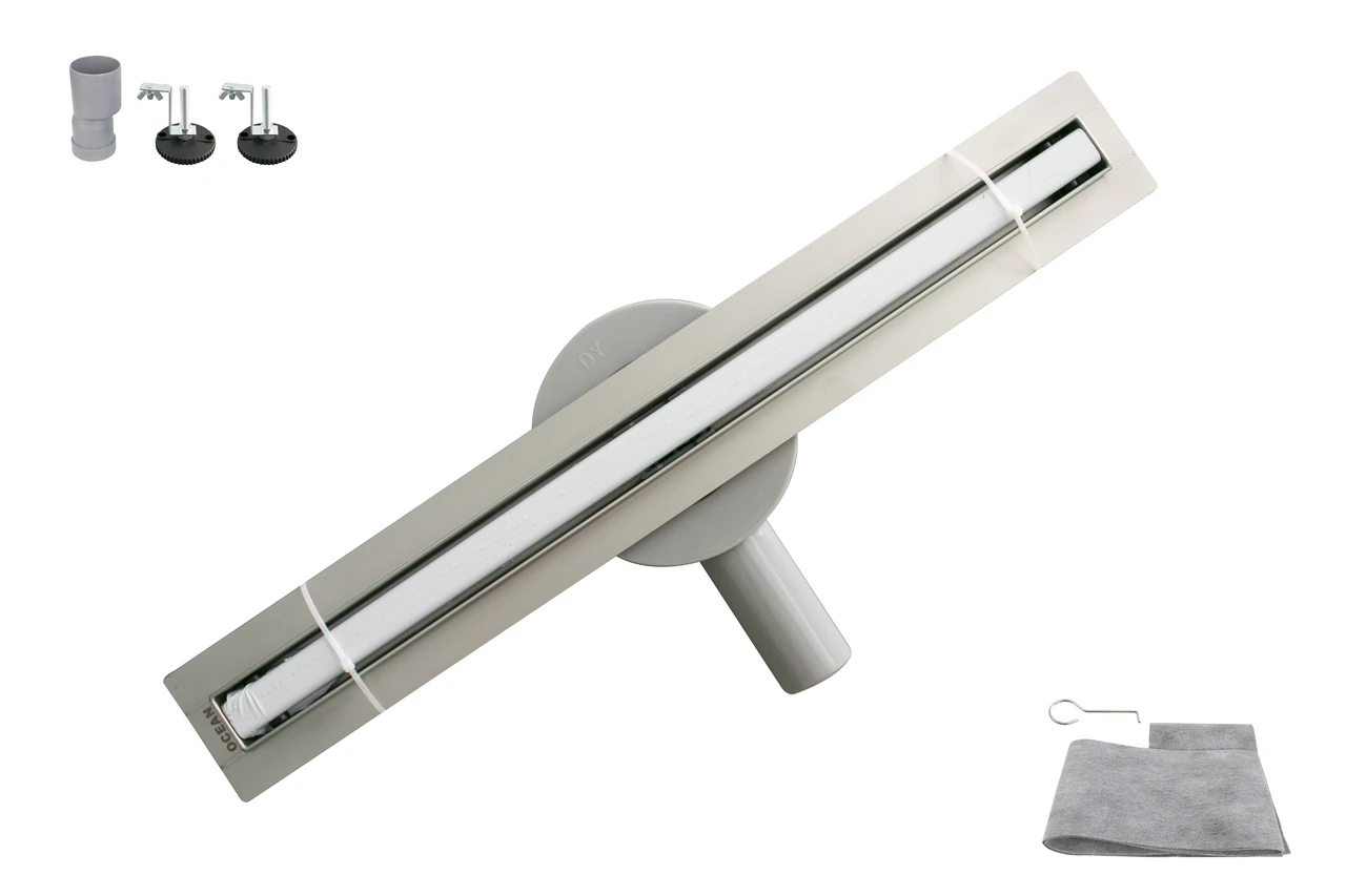 Трап душовий OCEAN-(4) із нержавіючої сталі 35*500мм під плитку, фото 1