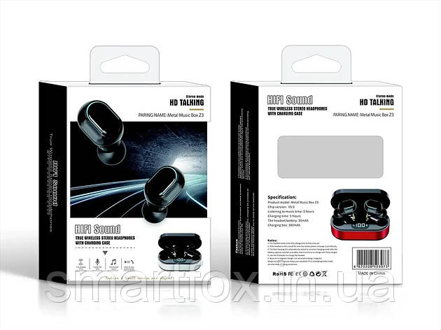 Блютуз гарнітура Metal Music Box TWS-Z3, фото 1