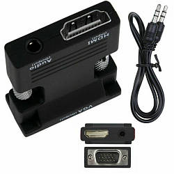 Перехідник-перетворювач сигналу з HDMI на VGA, зі звуком, 1080P / Конвертер-адаптер з HDMI на VGA