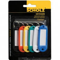 Брелок пластиковий 60*22 мм вікно для напису Scholz 6 шт асорті