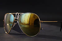 ХИТ 2023 Очки Ray Ban 3025 Aviator мужчин и женщин с оранжевыми зеркальными линзами на пляж и каждый день