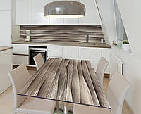 Наклейка 3Д виниловая на стол Zatarga «Деревянные волны» 600х1200 мм для домов, квартир, столов, кофейн, кафе