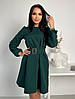 Жіноче зручне плаття-трапеція з костюмної тканини, темно-зелене, фото 2