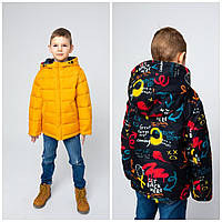 Весняна двухстороння куртка на хлопчика Патрік жовтий, розміри 104-122