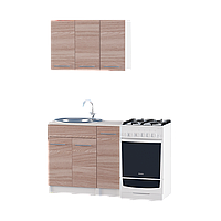 Кухня Эко набор 0.9 м №1 со столешницей и врезной мойкой Эверест Ясень Шимо темный