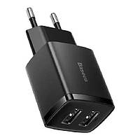 Зарядний пристрій USB Baseus Compact Charger 2U 2USB 10.5W EU Black S