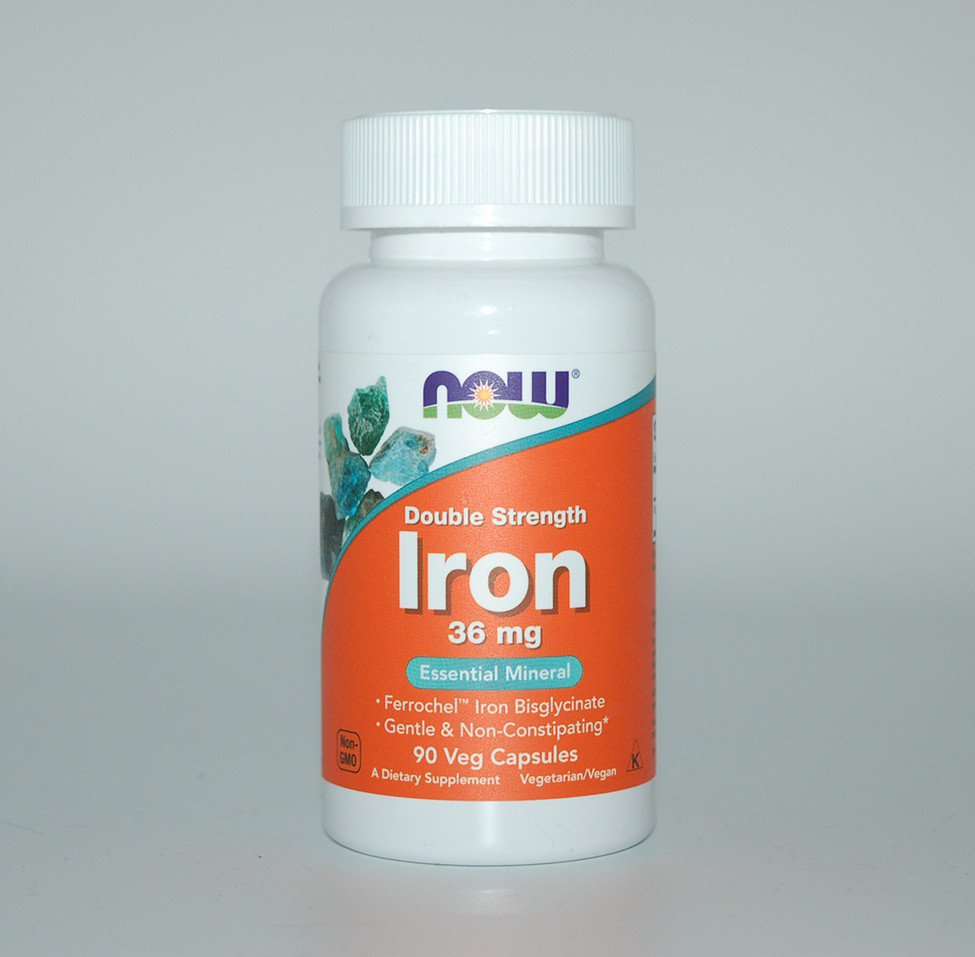 Залізо, Iron, Now Foods, 36 мг, 90 капсул