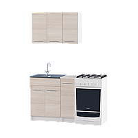 Кухня Эко набор 0.9 м №1 со столешницей и накладной мойкой (Правая) Эверест Ясень Шимо светлый
