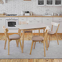 Комплект кухонной мебели Onto Алонзо 100 Премиум дерево бежевый стол + 4 стула Вито Премиум дерево бежевые