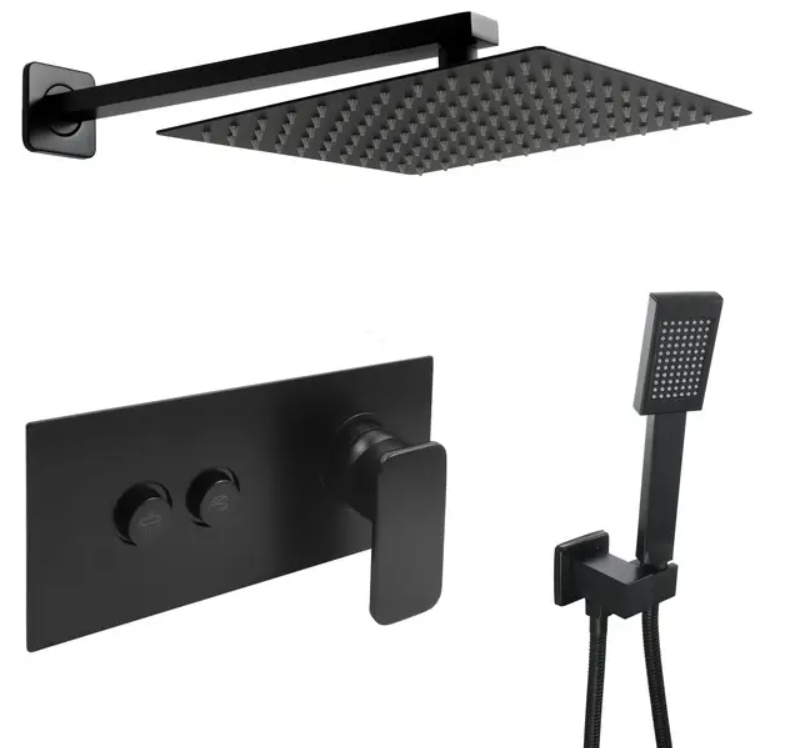 Душовий гарнітур прихованого монтажу чорного матового кольору
