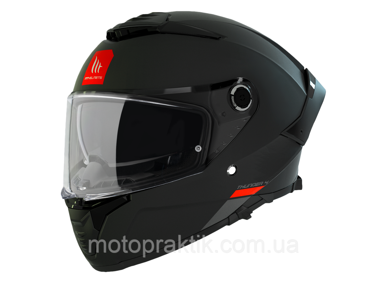 MT Thunder 4 SV Solid A1 Matt Black, XS Мотошолом інтеграл з окулярами