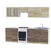 Кухня модульна зі стільницею врізною мийкою і сифоном Еверест Еко набір 2.5 м Комбі Дуб сонома Трюфель