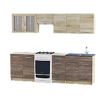 Кухня модульна зі стільницею накладною мийкою і сифоном Еверест Еко набір 2.5 м Комбі Дуб сонома Трюфель