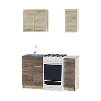 Кухня Еко набір 0.9 м №2 зі стільницею та накладною мийкою (Права) Еверест Дуб сонома Трюфель
