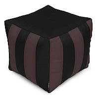 Пуф Кубик Полосатый Оксфорд, мягкий пуфик кресло мешок Серый + Черный Коричневый + Черный