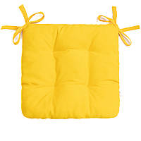 Подушка для стула кресла табуретки на двух завязках 50х50х8 жёлтая