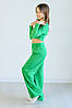 Костюм рубчик палаццо і кроптоп для дівчинки (рост 140-164) трикотаж колір зелена трава, фото 4