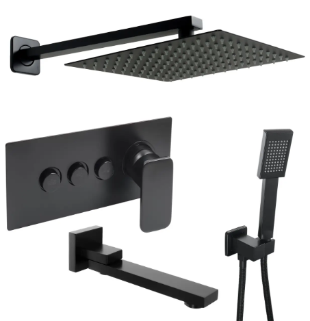 Душова система прихованого монтажу чорного кольору